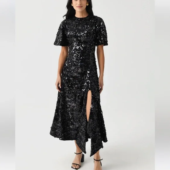 princess polly baby blue dress & other stories size 8 black sequin asymmetric dress main image 1